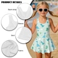 thumbnail image 6 of Xixirimido Cartoon Dinosaurs Print Girls Swimsuits One Piece Sleeveless Swimwear with Skirt Modest Bathing Suit with Built-in Shorts Beach Vacation Swim Dress, 3-4 Years, 6 of 7