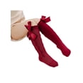 thumbnail image 3 of Baby Girls Knee High Socks Bow Knit Cotton Long Stockings Infants Toddlers Ruffled Socks School Uniform Leggings, 3 of 7