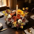 thumbnail image 6 of Artificial Flower Candle Ring Wreath for Wedding Centerpiece Table Decor Mini Floral Garland for Party Home Door Decoration Plastic Candle Holder Ring for Pillar Candles Lanterns Vases 1pcs, 6 of 6