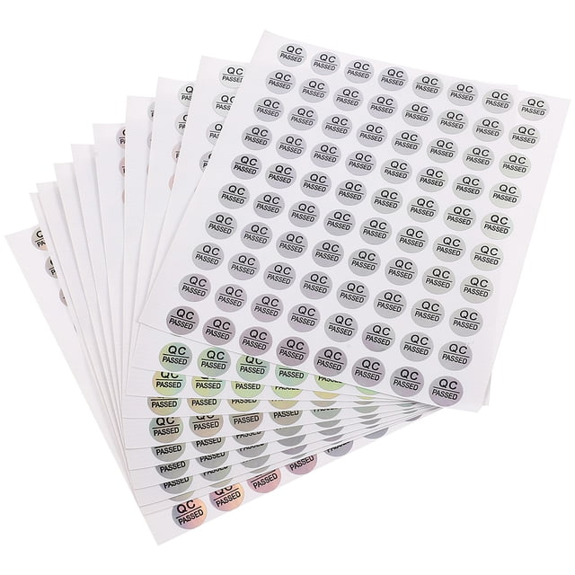 BRIGHTFUFU 1600 piezas auto adhesivas QC pasadas etiquetas calcomanías de calidad de almacén Verifique pegatinas probadas para bricolaje