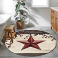 thumbnail image 4 of Texas Star Red Round Area Rug 4ft, Farmhouse Berry Wooden Vintage Washable Non-Slip Circle Rugs for Bedroom Living Room Kitchen, Soft Non Shedding Circle Carpet for Dining Room Dorm, 4 of 9
