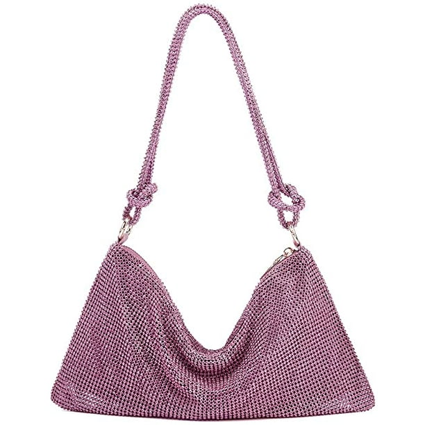 Rhinestone Hobo Bag for Women Chic Crystal Evening Handbag Shiny Purse