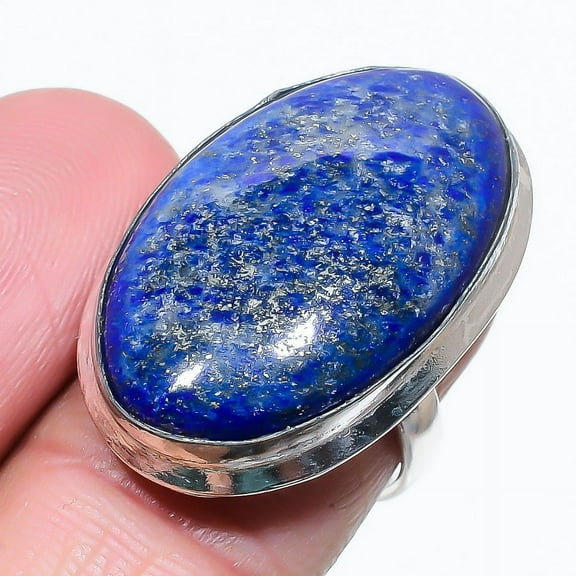 Natural Lapis Lazuli Gemstone Handmade 925 Sterling Silver Ring Size 7