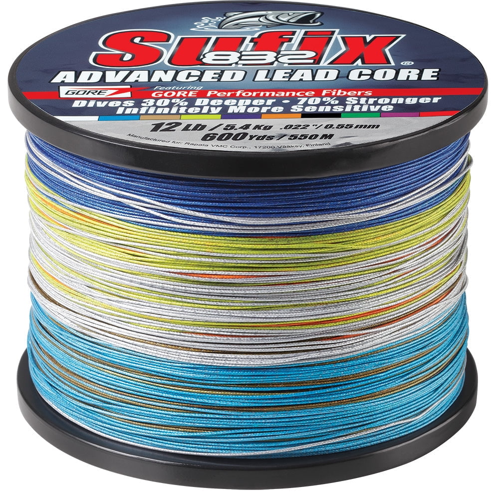 Sufix 832 Advanced Lead Core Fishing Line - 18 lb Metered - 600 Yds - 10 Color Sequence