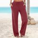thumbnail image 2 of Pantalones boho palazzo de mujer, cintura alta, pierna ancha, estampado floral, estilo informal de verano con bolsillos, tallas S-XXL, 2 of 5