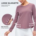 thumbnail image 3 of Camiseta de yoga para mujer, cuello redondo, manga larga, secado rápido, camiseta que absorbe la hum Abanopi Rojo/Extragrande, 3 of 7
