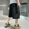 thumbnail image 4 of SUYOLL Children Boys Summer Fall Shorts Street Leisure Sports Pocket Drawstring Stretch Waist Color Cargo Labor Pants Classic Pants, 4 of 6