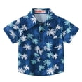 thumbnail image 2 of Nyeemya Baby Boys Hawaiian Shirts Tops Toddler Tropical Short Sleeve Button T-shirt Summer Casual Dark Blue 130, 2 of 9