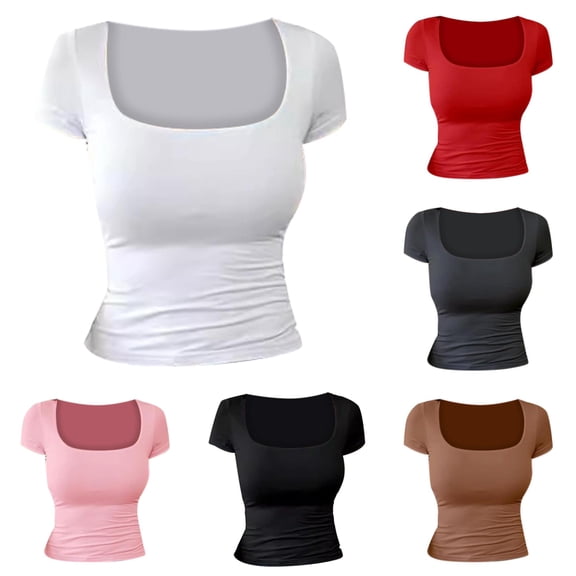 LiuXxxx Women's Spandex Top Casual T Shirt Stretchy Everyday Wear White XL