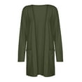 thumbnail image 5 of VISALY Long Cardigans Open Front Cardigan Casual Women Lightweight Front Cardigan Solid Soft Long Sleeve Sweater with Pockets Thin Cardigans Lightweight Plus Size Cardigan Lightweight Army Green L, 5 of 6