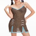 thumbnail image 4 of Robe Cami à Imprimé Léopard Transparent Col en V - Mini Body Aguichant pour Femmes, 4 of 9