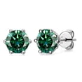 thumbnail image 5 of S925 Silver 1 Carat D Moissanite Earrings Blue Green White Moissanite Classic Six-Claw Earrings, 5 of 5