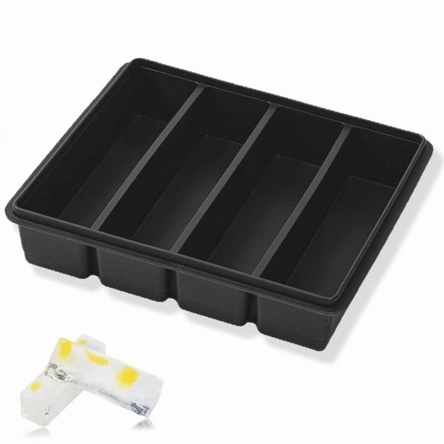 Bandeja de silicona for cubitos de hielo de 4 compartimentos: molde de hielo flexible for una fácil liberación y almacenamiento