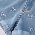 thumbnail image 7 of RTKFRFLM Teen Girls Bowknot Denim Shorts Fashionable Washed Jean Shorts for Youth Light Blue 11-12 Years, 7 of 7