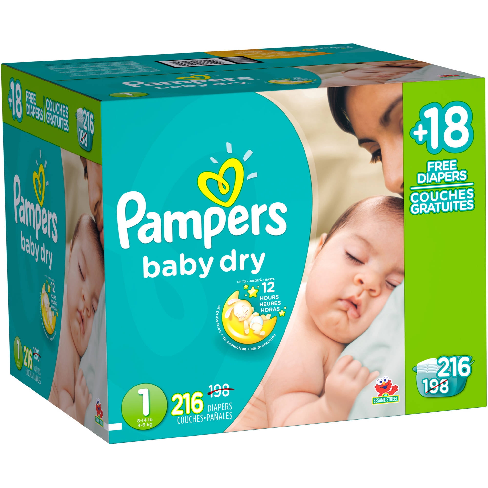 216 pampers swaddlers size 1
