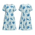 thumbnail image 3 of Bixox Robe d'Été à Manches Courtes pour Femmes Robe Ample Longueur Genou avec Poches-Tortue, 3 of 7