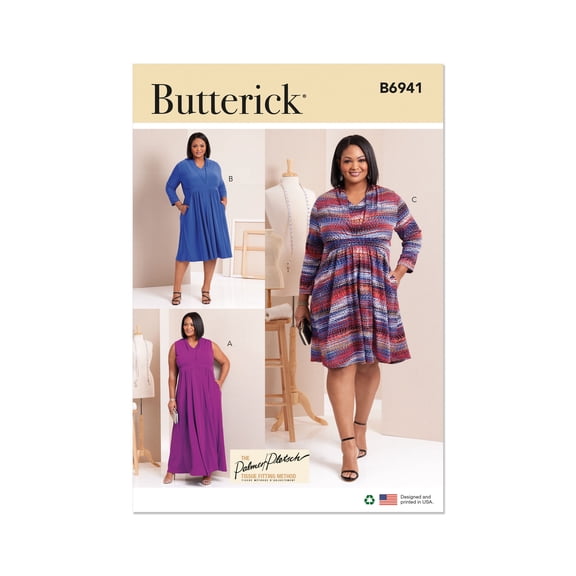 Butterick Sewing Pattern 6941 - Women's Knit Dresses by Palmer/Pletsch, Size: W3 (30W-32W-34W-36W-38W)