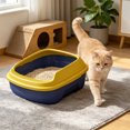 thumbnail image 5 of HWRETIE Semi Enclosed Cat Litter Box with Top Entry Lid High Sides Odor Control Covered Cat Toilet with Scoop Filter Splash Resistant Litter Tray for Indoor Cats, 5 of 6