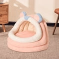 thumbnail image 4 of Linda cama para gatos para interior, nido para gatos, cómoda base antideslizante, cama para cachorros lavable y cálido, cueva para perros para conejos Rosa, 4 of 8