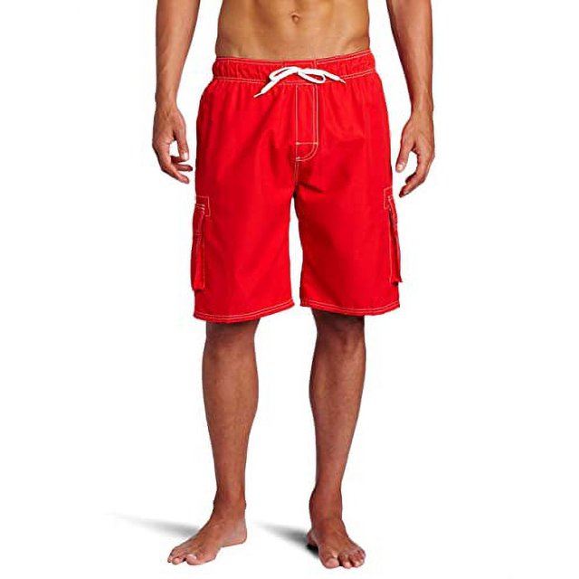 Kanu Surf Men's Barracuda Extended Size Swim Trunk, Red, 2X