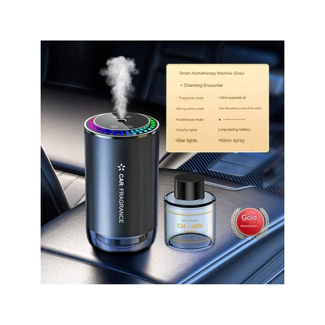 Car Perfume, Aromatherapy, Automatic Sprayer, Deodorizing, Aluminum Alloy, Metal, Colorful Starry Sky Decorative Light for Aromatherapy In The Car