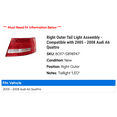 thumbnail image 2 of Right Outer Tail Light Assembly - Compatible with 2005 - 2008 Audi A6 Quattro 2006 2007, 2 of 2
