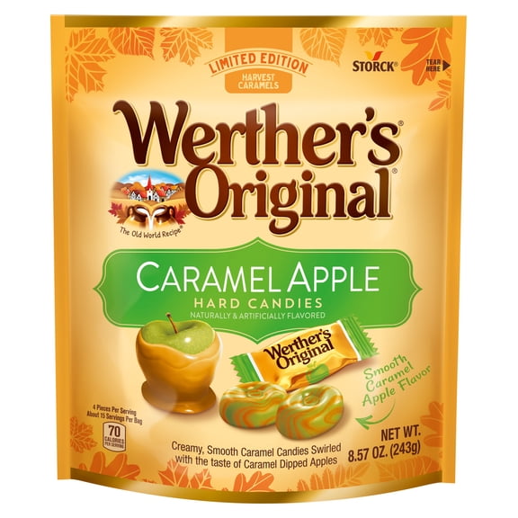 Werther's Original Limited Edition Fall Harvest Caramel Apple Hard Candies, 8.57 oz Bag