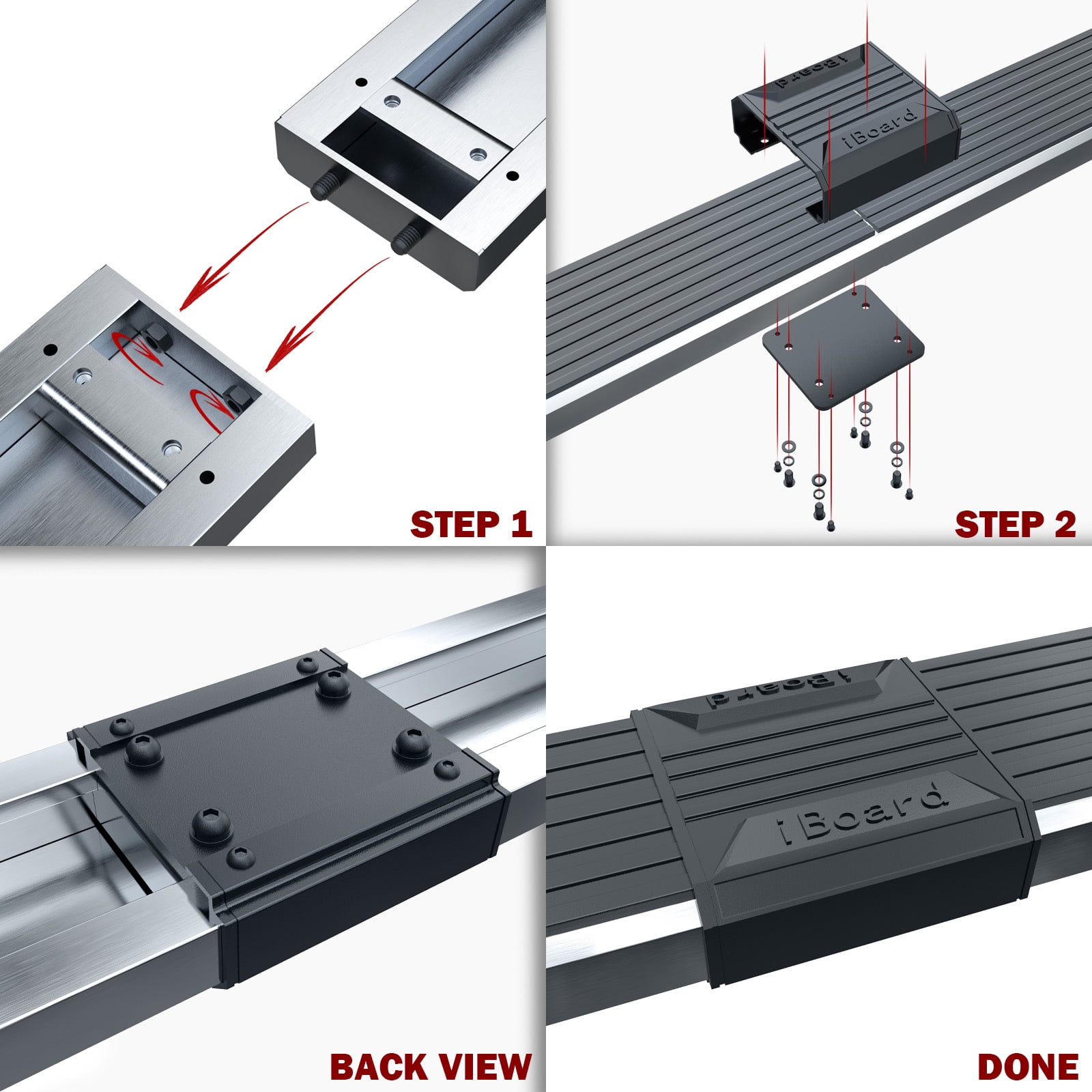 APS Running Boards 5in Silver Compatible with Ram ProMaster 2014-2026 Full Size Van 136 inches 159 inches Wheelbase 3-Door 304 Stainless Steel (Nerf Bars Side Steps Side Bars)