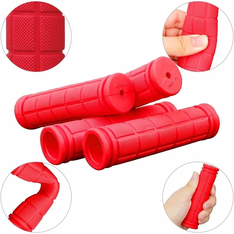 Anti-slip Bicycle Handlebar Grips - Lock-on MTB BMX Mountain Bike Grips, 130mm & 90mm Lengths, Rubber With Aluminum Lock Ring