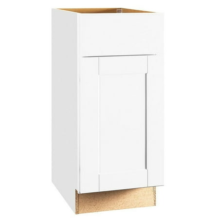 Quick Ship & Assembled Cabinets: Hampton Bay Kitchen Cabinets 15x34.5x24 in. Shaker Base Cabinet with Ball-Bearing Drawer Glides in Satin White KB15-SSW
