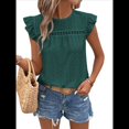 thumbnail image 1 of Top de Cuello Redondo y Mangas para Mujer, Verde Oscuro, Talla M, 1 of 5