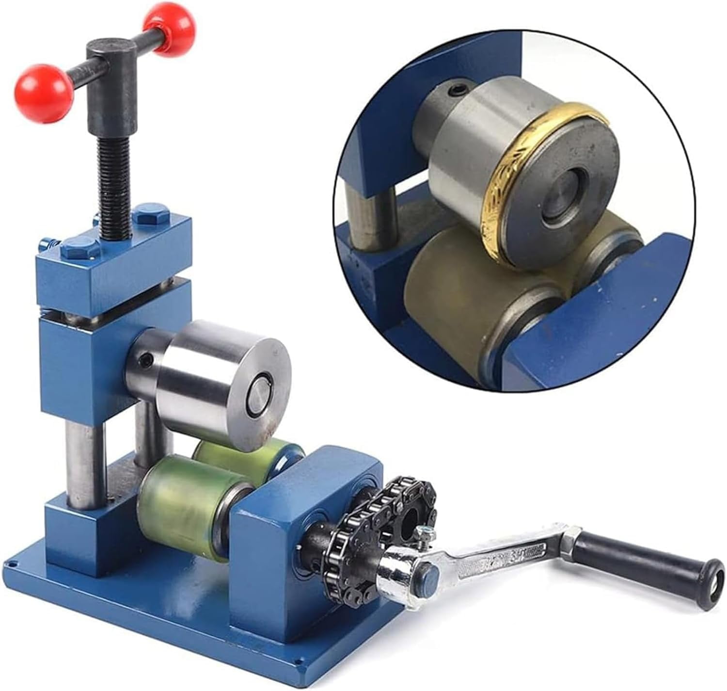 Jewelry Press Roller Tool Combination Rolling Mill Machine, 2 In1 Manual Hand Crank Ring Bracelet Press Bender with 0.1-7mm Press Thickness, for Processing Ring, Bracelet, Earring