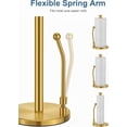 thumbnail image 4 of Paper Towel Holder, Paper Towel Dispenser Standing Weighted Base Non Slip, Spring Arm for Easy Tear, Stainless Steel Paper Towel Holder for Home Kitchen Countertop Tabletop, Silver, 4 of 9