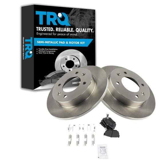TRQ Rear Brake Pad & Rotor Kit Brake Pads Brake Rotor Semi-Metallic Fits Select 1997-2006 Hyundai Elantra 1997-2001 Tiburon