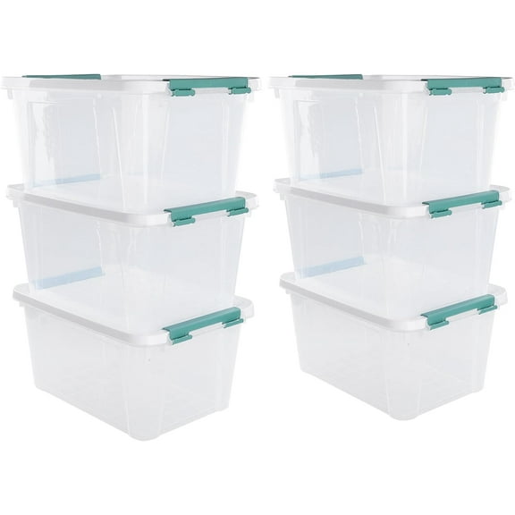 Xyskin 35 Quart Clear Large Storage Box, Plastic Storage Bins, Set of 6