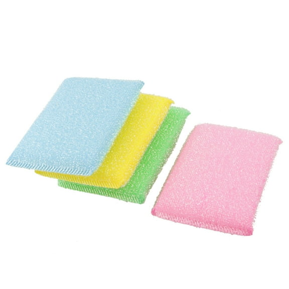 Unique Bargains Kitchen Dish Washing Colorful Sponge Padded Cleaning Scrubbing Pads 4Pcs