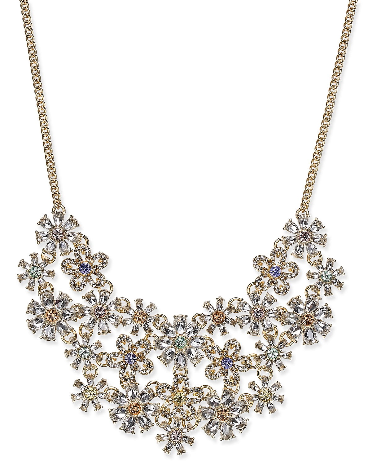 Inc International Concepts Gold-Tone Crystal Flower Statement Necklace B812