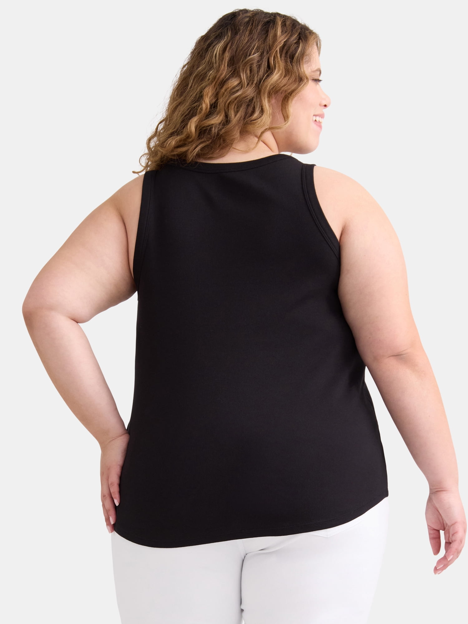 Terra & Sky Women's Plus High Neck Ribbed Tank Top, 2-Pack, Sizes 0X-5X