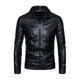 thumbnail image 5 of Chaqueta de cuero para hombre, chaqueta de cuero PU lavada para motocicleta, chaqueta de cuero fina con solapa para hombre, procesamiento para hombre, 5 of 6