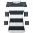 thumbnail image 4 of ShomPort Women's 3/4 Sleeve Crewneck Sweatshirts Color Blocked Striped Pullover Shirts Fall Casual Fashion Tunics Top, 4 of 5