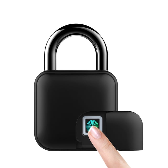 Smart Fingerprint Padlock 300mAh Rechargeable Keyless 10 Sets Fingerprints IP65 Waterproof -Theft Padlock Door Luggage Case Outdoor (Black)