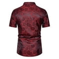 thumbnail image 5 of WREESH Men's Casual Fashion Dress Shirts Turn Down Collar with Short Sleeve Solid Print, Featuring a Stylish Rose Print Design Wine, 5 of 9