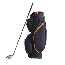 KFFKFF Golf Equipment Bag, 14 Compartments, 36” with 13 Storage Spaces, Robust Golf Gear Bag, Includes Handles, Dust Protector & Removable Straps, Suitable for Both Genders, Black & Orange