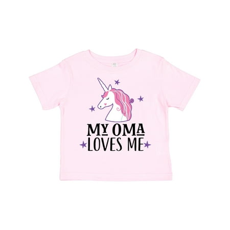 

Inktastic My Oma Loves Me Girl Unicorn Outfit Gift Toddler Toddler Girl T-Shirt