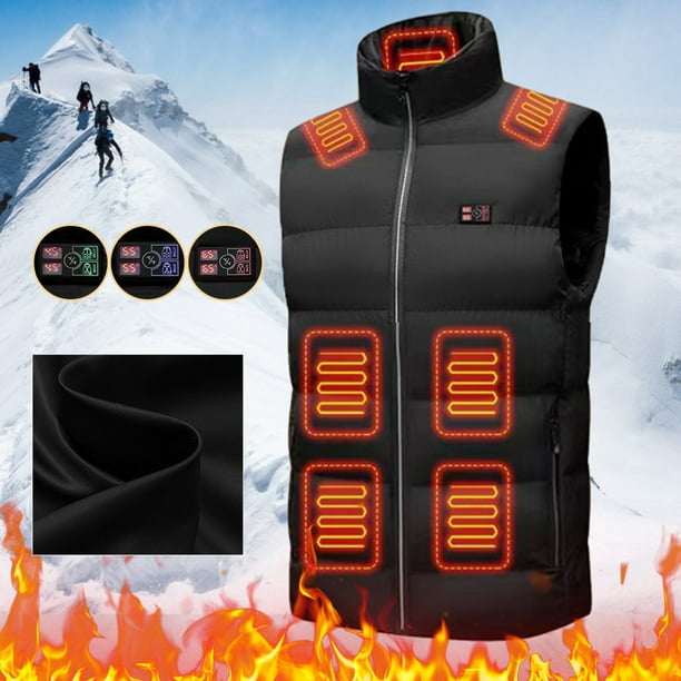 Chaleco calefactable para hombres y mujeres, recargable por USB, 3 niveles de calor, 18 zonas (3XL), negro Chaquetas con calefacción eléctrica