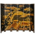 thumbnail image 2 of Oriental Furniture 6 ft. Tall Black Lacquer Room Divider - Ching Ming, 2 of 6