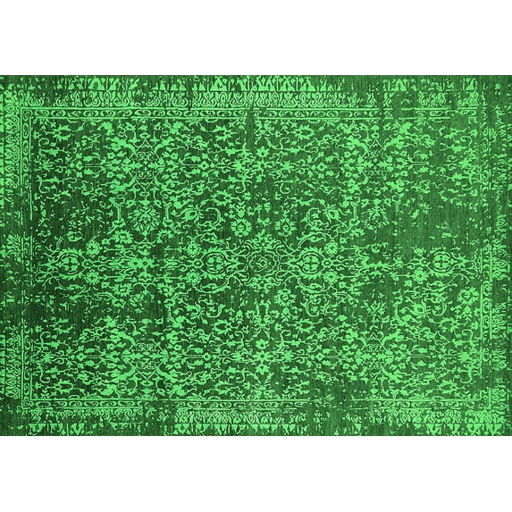 Ahgly Company Indoor Rectangle Oriental Green Industrial Area Rugs, 2' x 5'