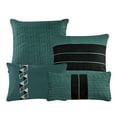 thumbnail image 5 of 7-Piece Comforter Set – Teal Green & Black with Geometric Diamond Embroidery – Soft Microfiber Bedding with Decorative Pillows & Shams - OEKO-TEX Certified (Matisoon, Queen), 5 of 6