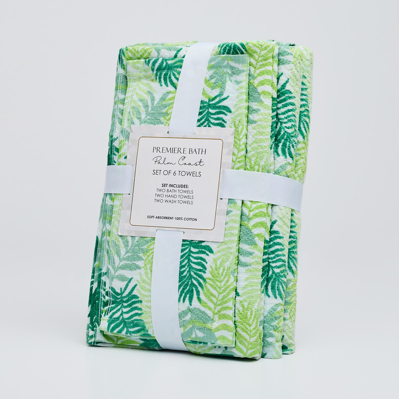 Palm Coast 6-Piece 100% Cotton Printed Towel Set