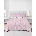 thumbnail image 2 of Twin XL Quilt Bedding Set, Pink Branches Reversible Summer Quilt 3 Pieces, Vintage Art Farmhouse Lightweight Bedspreads Coverlets with 2 Pillow Shams for All Seasons, 2 of 5
